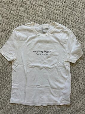 Topshop White Crew Neck Graphic Tee with Black Script